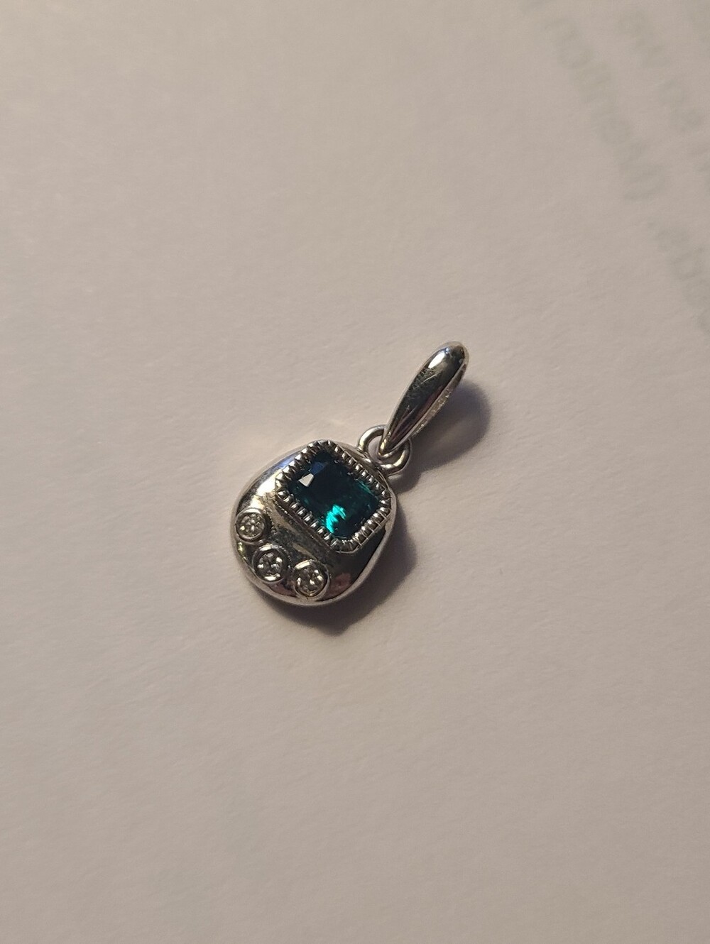 Sterling Silver Lab Emerald Gemstone Tamagotchi Charm